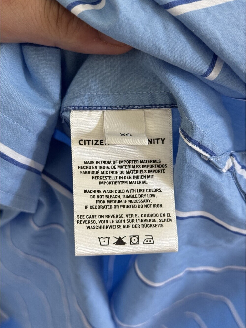 Citizens Of Humanity Kayla Shirt Sz XS Blue 100% Cotton Button Up Sophisticated - Picture 4 of 8